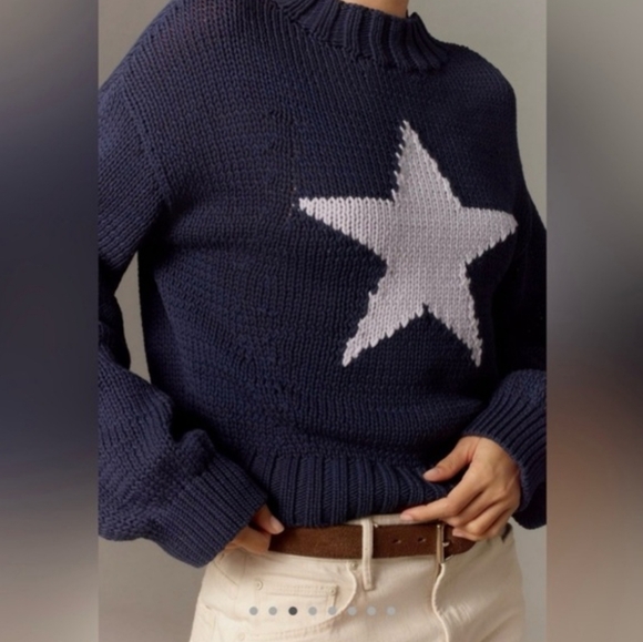Maeve Pippa Mock Neck Navy Sweater Icon Edition White Star - Picture 3 of 10